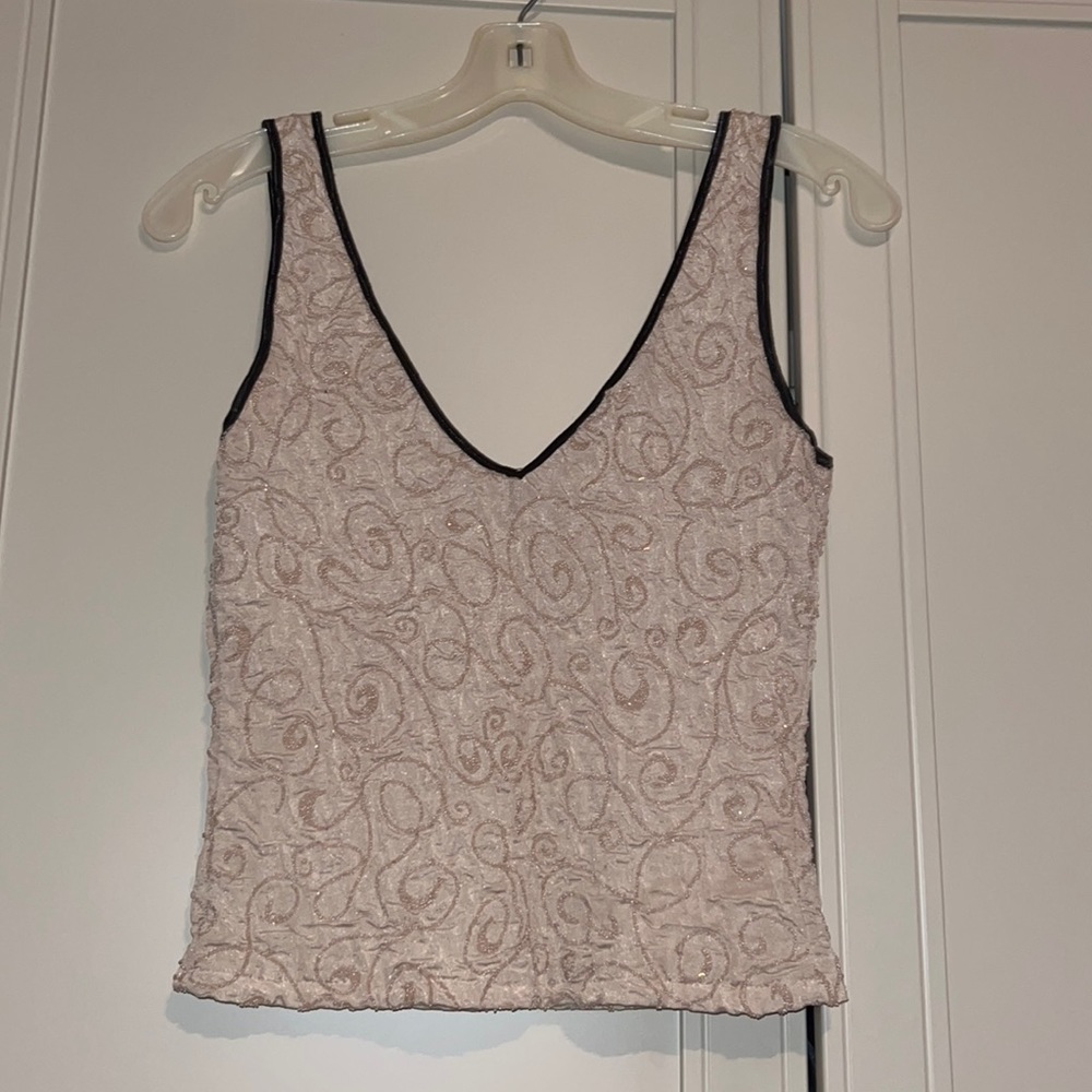 Fancy cream blouse w lovely detail & embellished - small